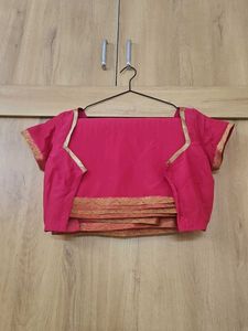 Pink Silk Saree with Gold Border