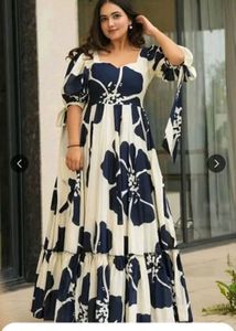 Navy & White Floral Maxi Dress