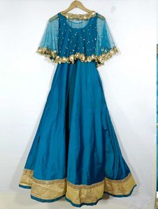 Elegant Teal & Gold Ethnic Gown
