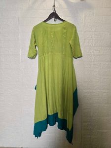 Stylish Lime &amp; Teal Asymmetrical Kurta