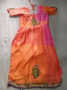 Handstitched Pink &amp; Orange Embroidered Kurti✨️
