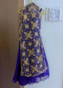 Blue &amp; Gold Embroidered Lehenga Choli