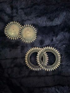 Oxidized Silver Earrings and Bangles Set