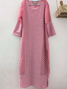 🌸Elegant Pink Chikankari Kurta Set