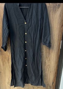 Black Button-Down Midi Dress