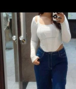 Chic White corset long Sleeve Top