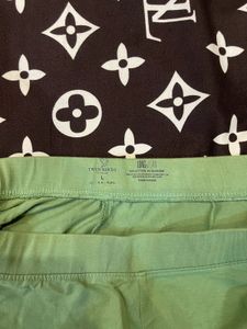 Green Casual Leggings