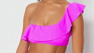 Hot Pink One-Shoulder Ruffle Crop Top