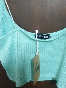 Mint Green Ribbed Crop Top small size no 138