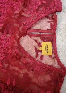 Vero Moda Maroon Lace Overlay Dress L