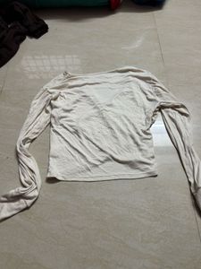 Cream Wrap Long Sleeve Top
