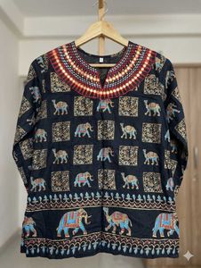 black printed short kurti for women