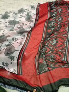 Red And Black Beautiful Saree With Blouse