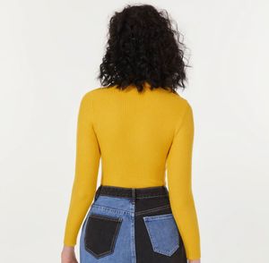 Yellow Zipper Knit Top