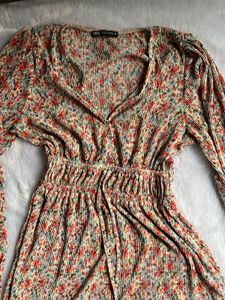 Zara Floral Print Ruched Waist Dress