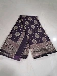 Elegant Dark Purple Saree with Intricate Weave