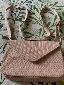 Chic Pink Textured Sling Bag