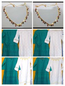 Gold Plated Necklace & KurtiesSet
