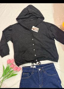 Cozy Charcoal Grey Hooded Cardigan