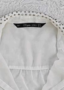 Y2k Pinteresty Cream Embellished Collar Blouse