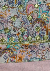 Pure Masleen Shimmer Weaving Suit Golden Embroider