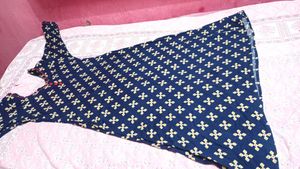 Navy Blue Printed Kurta