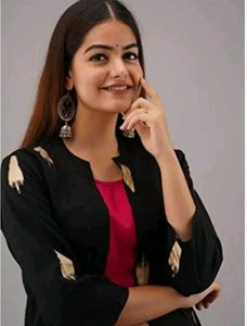 Chic Pink &amp; Black Kurta Set with Jacket