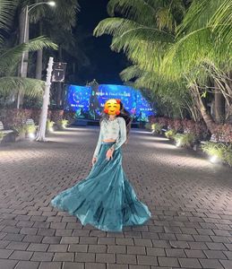 Teal Tiered Skirt &amp; Tie-Dye Crop Top