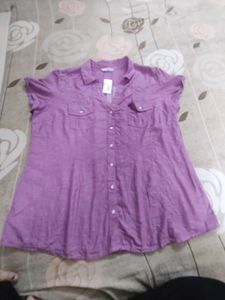 Purple Button-Up Tunic Top