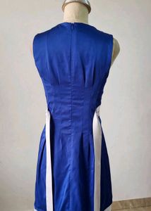 V-Neck Royal Blue Dress with White Belt