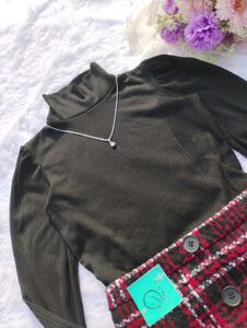 💋Free Shipping Turtleneck &amp; Plaid Mini Skirt💋