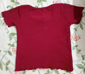 Red Ribbed Crop Top