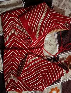 gorgeous maroon velvet BLOUSE with gota patti chev