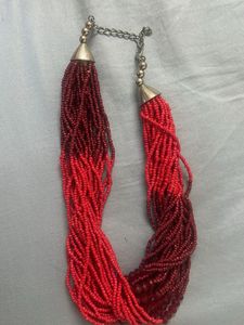 Necklace Set - Silver and Red