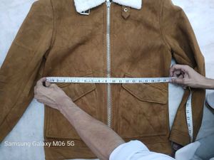 Brown  Suede Sherpa Lined Jacket