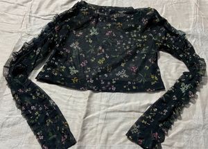 Floral Mesh Crop Top