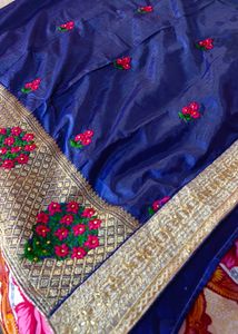 Embroidered Heavy Blue Saree (Women's)