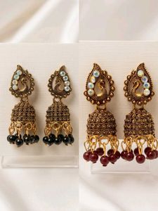combo of 2 Peacock Jhumka Earrings