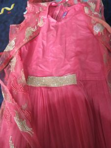 Pink Anarkali Gown Dress, With Jacket
