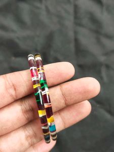 Striped Glass Bangles - Set of Two