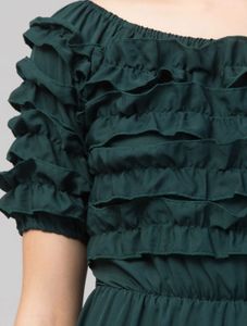 Flowy  Ruffled Emerald Green Dress