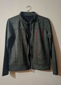 Olive Green Y2k Zip-Up Jacket