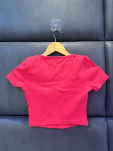 Chic Pink Square Neck Crop Top