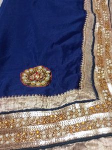 Royal Blue Embellished Saree