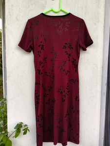Burgundy Floral Print Dress