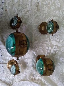 Vintage Brass Ship's Chronometer &amp; Compass Set