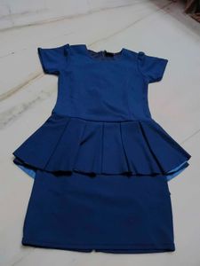 Elegant Navy Blue Peplum Dress