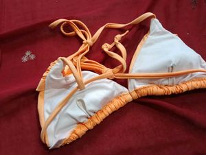 Coral Ruched Bikini Top