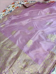 Beautiful Lilac Saree with Gold Brocade