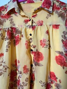 Yellow Floral Sheer top